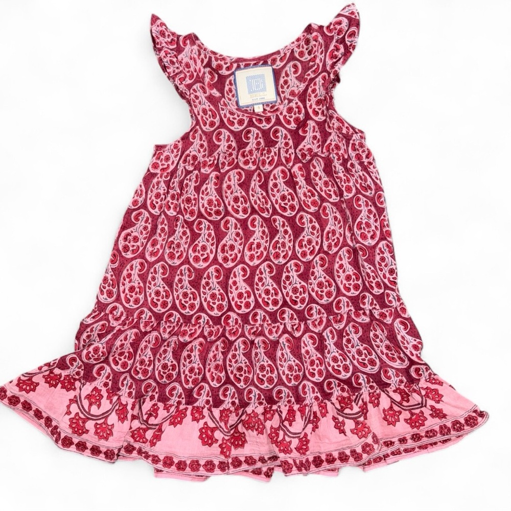 Bell by Alicia Bell Girls Silk Cotton Dress Red Pink Size 4 Boho Paisley Resort